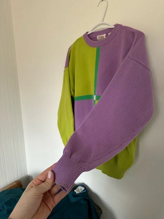 Vintage Canadian Open Colorblock Knit Sweater - Picture 3 of 6